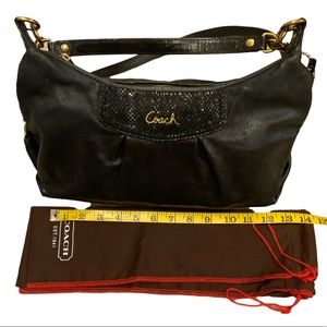 Coach black leather bag with matching wallet. Excellent condition.